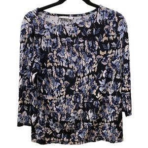 Croft and Barrow Small purple and black quarter sleeve boat neck top